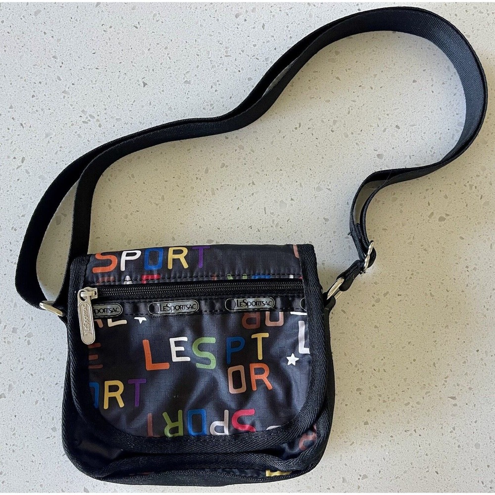 Le sport Sac Crossbody‎ Small Black With Colorful Wording Vintage Retired…